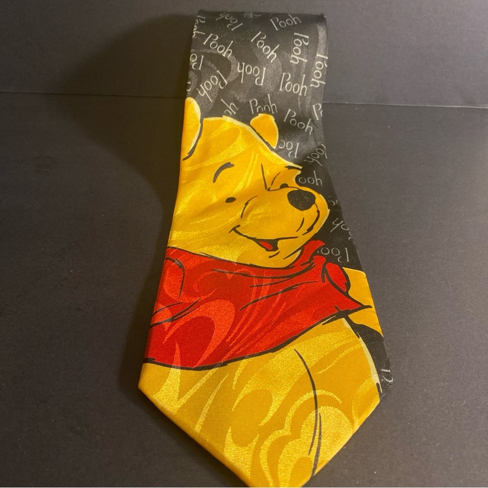 Vintage Winnie The Pooh Tie 90s Hand Made‎ silk Disney Bunbury All Over Print